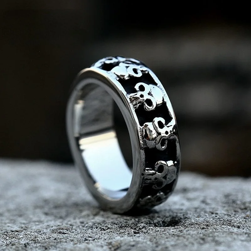 Flat design rings-Men's Punk Skulls Ring