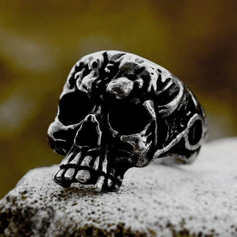 Thin pearl rings-Men's Punk Skull Ring