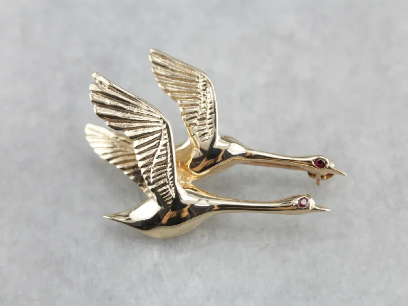 Vintage Golden Geese Brooch