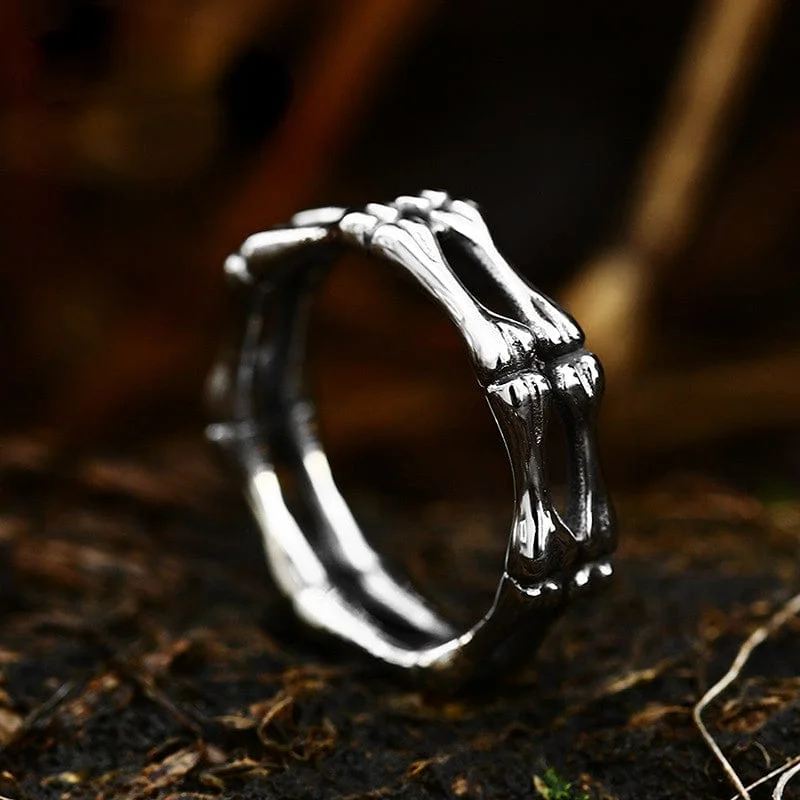 Cord edge rings-Men's Punk Skull Bone Ring