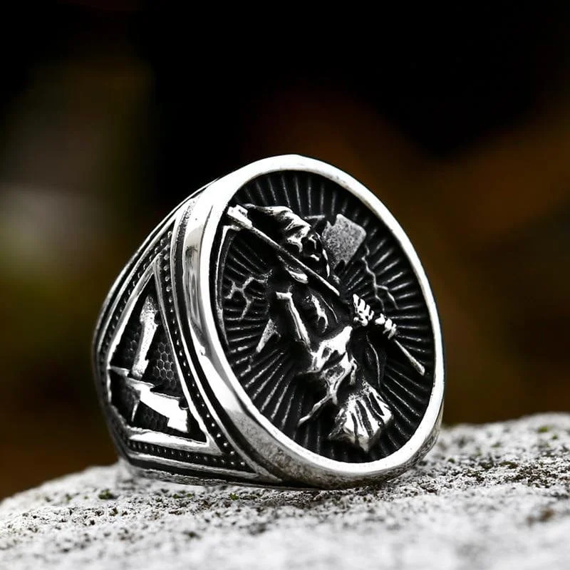 Multi-stone rings-Men's Punk Skeleton Sickle Ring