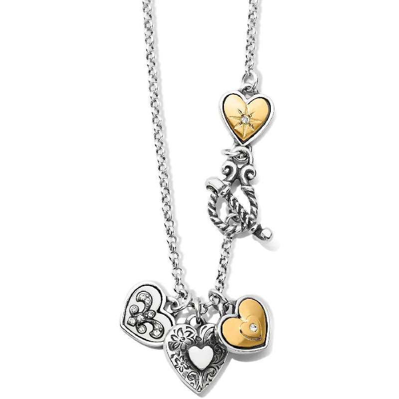 Bold cross necklaces-One Heart Short Necklace In Silver