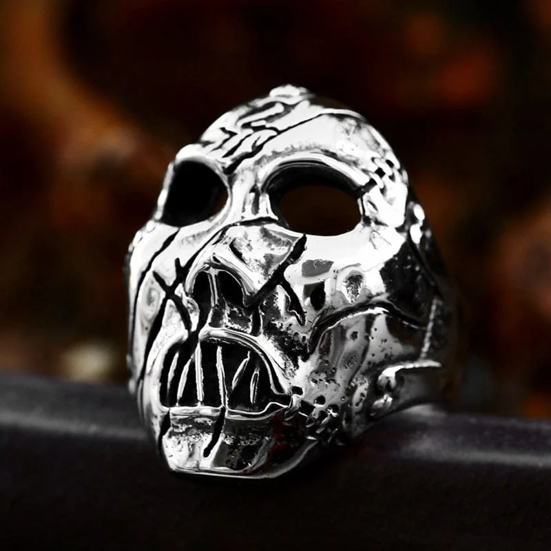 Agate inlay rings-Men's Punk Skull Ring