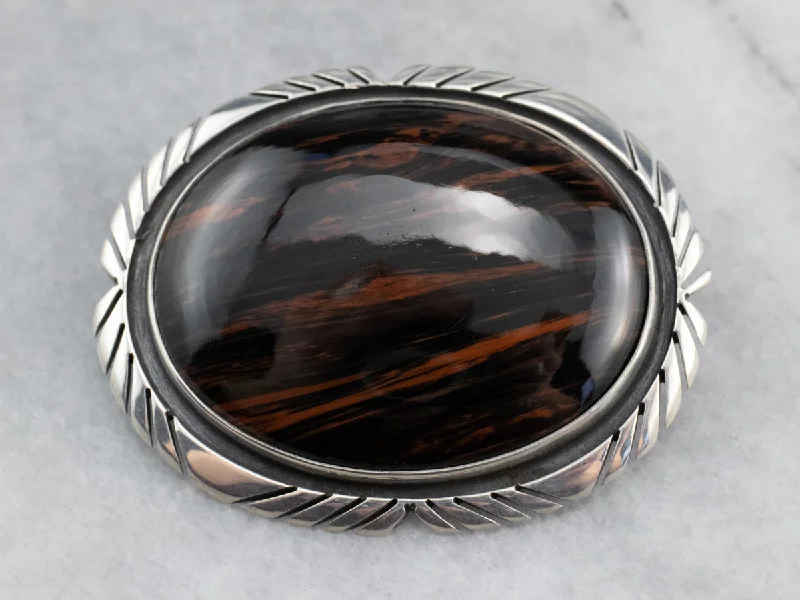 Sterling Silver Jasper Brooch or Pendant