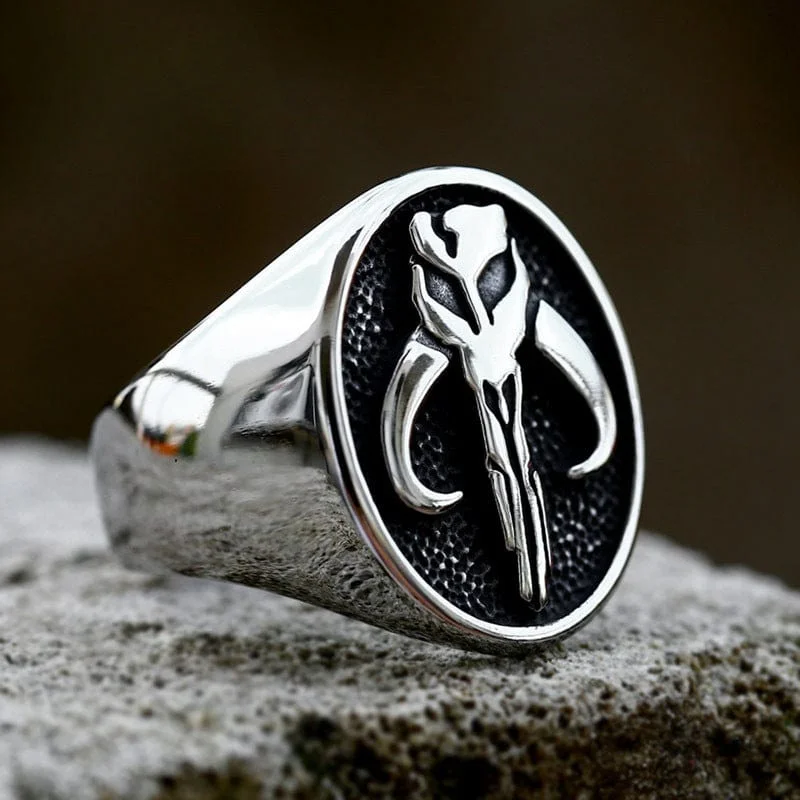 Wide cocktail rings-Men's Punk Skull Ring