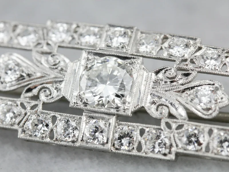 Late Art Deco Diamond Brooch