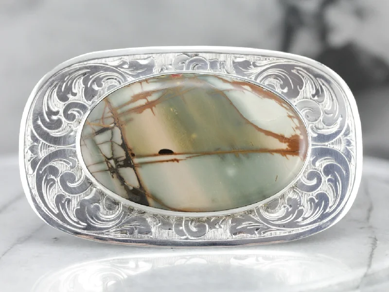 Sterling Silver American Jasper Brooch