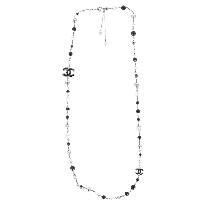 Twist knot necklaces-Chanel CC Faux Pearl Necklace in Sterling Silver