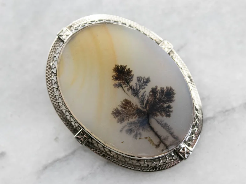 Vintage Shazar Stone Agate Brooch or Pendant