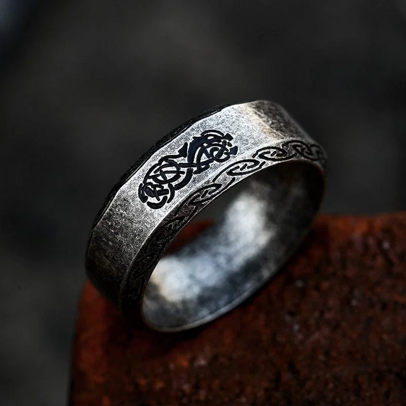 Thin cord rings-Men's Punk Rune Engraved Ring