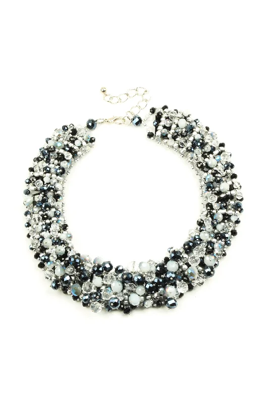 Thin silk necklaces-Harper Statement Necklace - Black & White