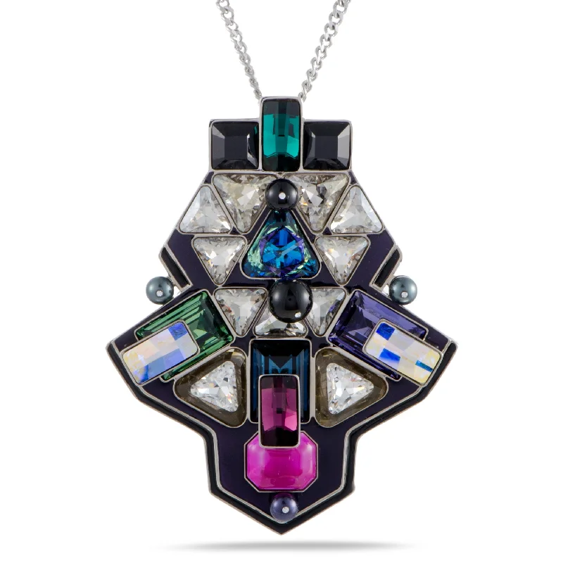 Pure gloss necklaces-Swarovski Buzz Multicolor Geometric Crystal Pendant Long Chain Necklace