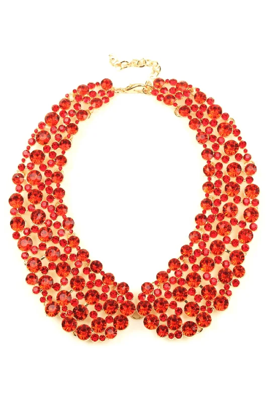 Leaf motif necklaces-Diana Collar Statement Necklace - Red