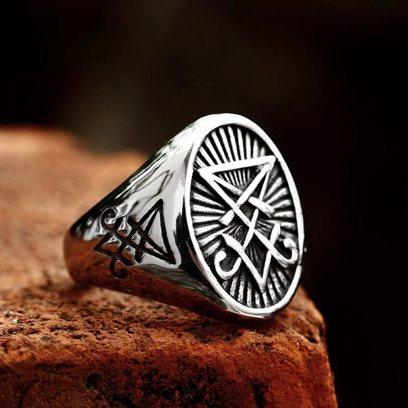 Layered design rings-Men's Punk Viking Letter Ring