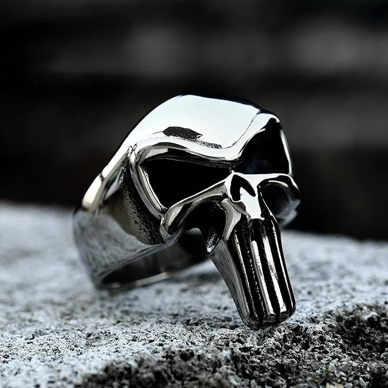 Pink gold rings-Men's Punk Skull Ring