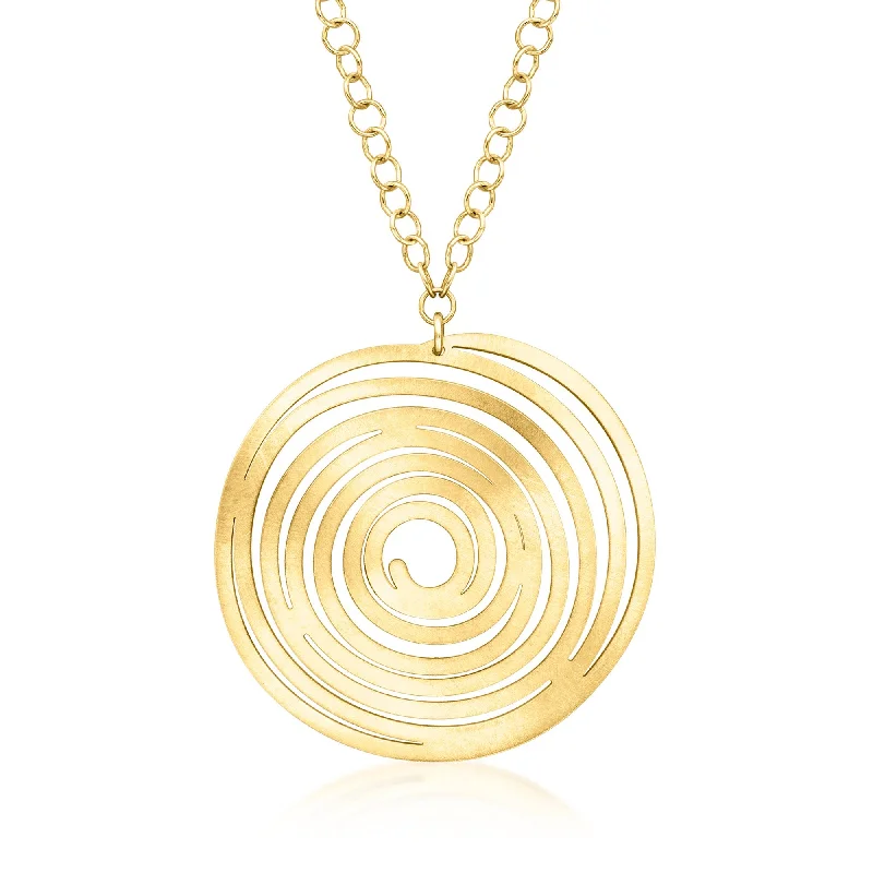 Layered chain necklaces-Ross-Simons Italian 18kt Gold Over Sterling Spiral Pendant Necklace