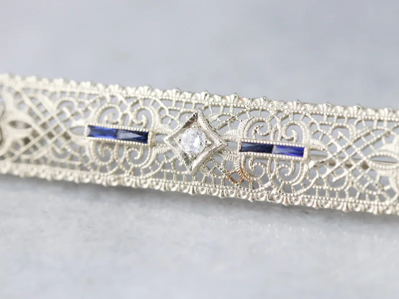 Art Deco Diamond Filigree Brooch