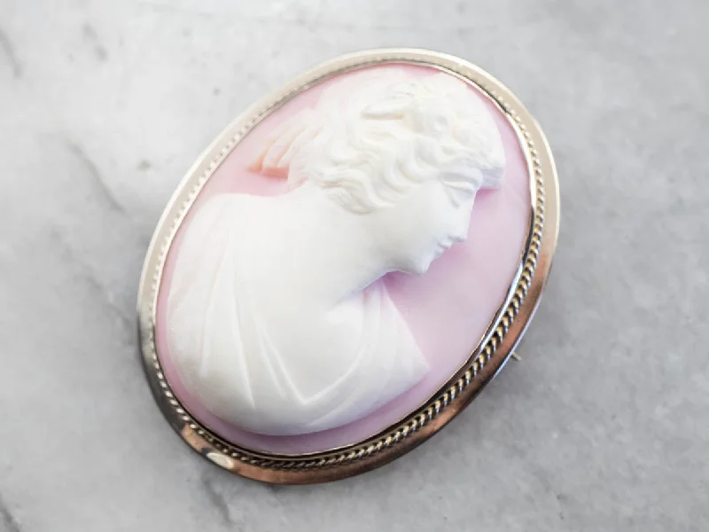 Pink Shell Cameo Brooch or Pendant