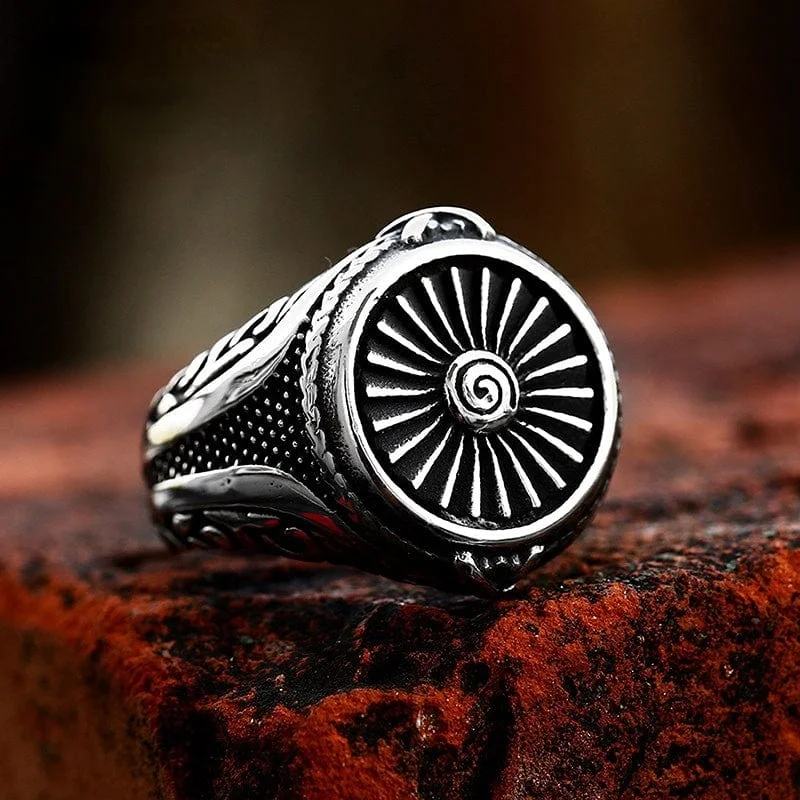 Layered metal rings-Men's Punk Turbine Ring