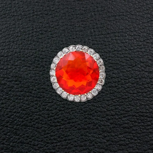 Heavy stone rings-Fire Opal & Diamond Estate Ring