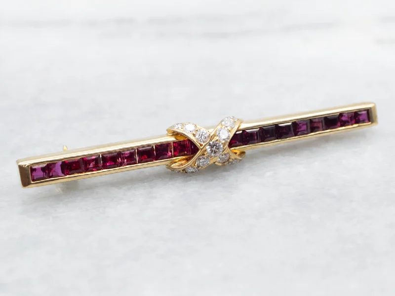 Vintage Tiffany & Co Ruby and Diamond Brooch