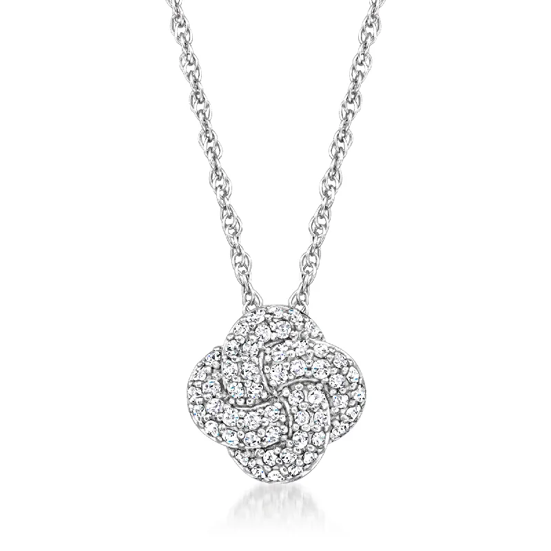 Spinel necklaces-Ross-Simons Diamond Love Knot Pendant Necklace in Sterling Silver