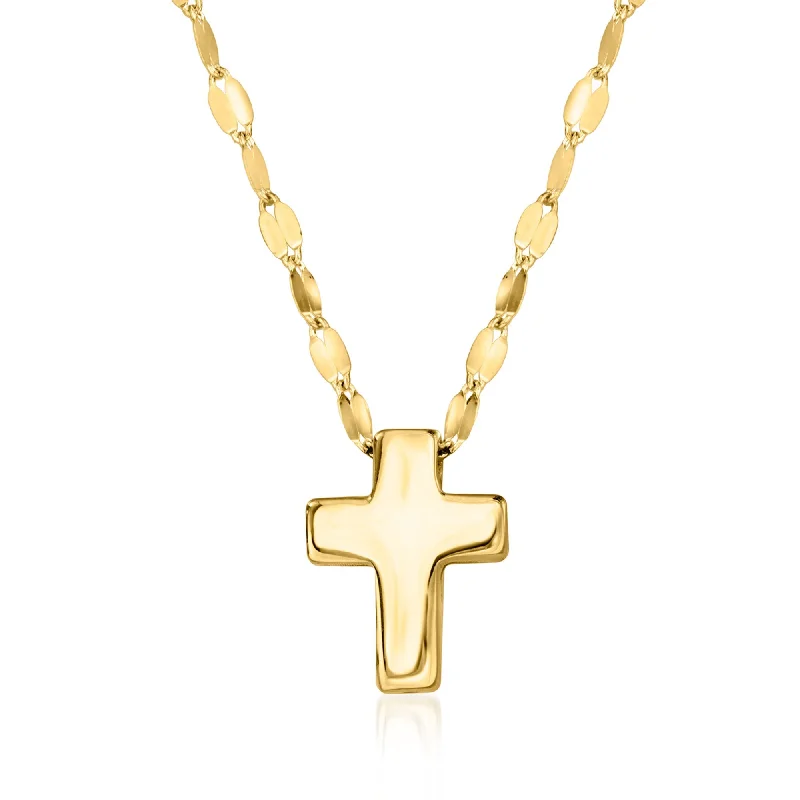 Smooth pendant necklaces-RS Pure by Ross-Simons Italian 14kt Yellow Gold Cross Lumachina-Chain Necklace