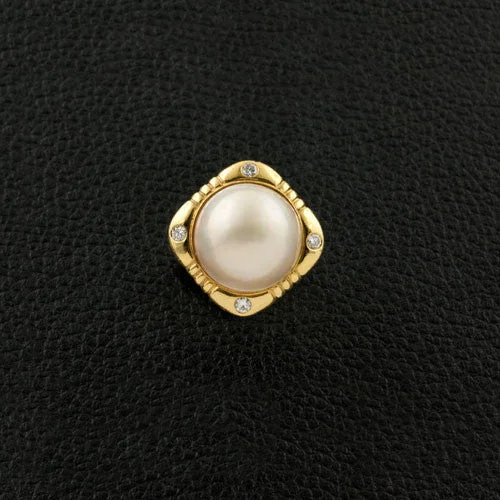 Worn lock rings-Mobe Pearl & Diamond Estate Ring