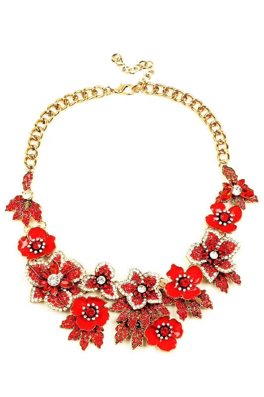 Stretch thread necklaces-Amata Statement Necklace - Red