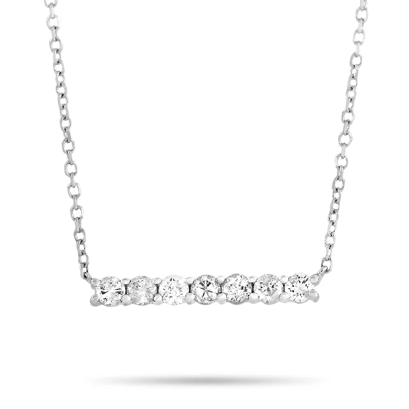 Delicate charm necklaces-LB Exclusive 14K White Gold 0.25ct Diamond Bar Necklace