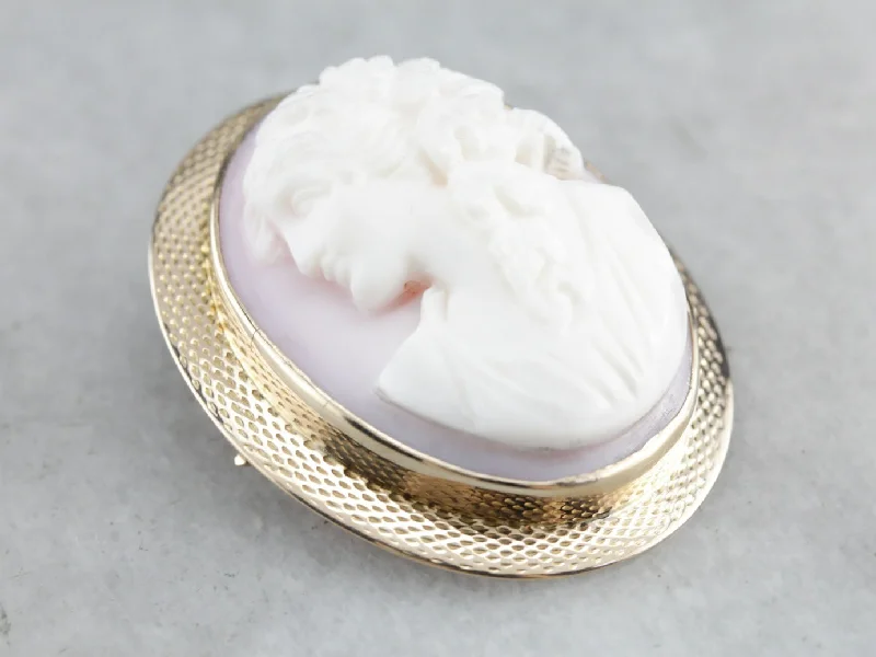 Vintage Pink Shell Cameo Pendant or Brooch