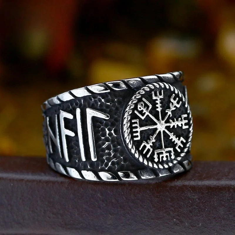 Strong clasp rings-Men's Punk Viking Rune Ring