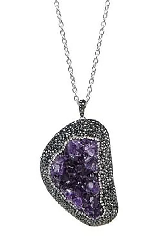 Twin birthstone necklaces-Amethyst Rhinestone Necklace