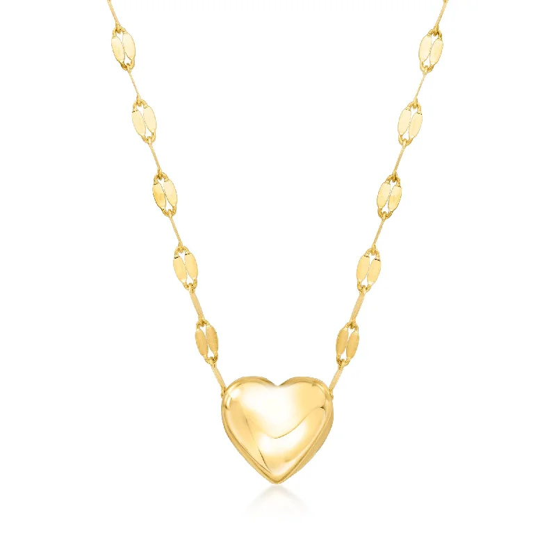 Yarn fringe necklaces-RS Pure by Ross-Simons Italian 14kt Yellow Gold Heart Lumachina-Chain Necklace