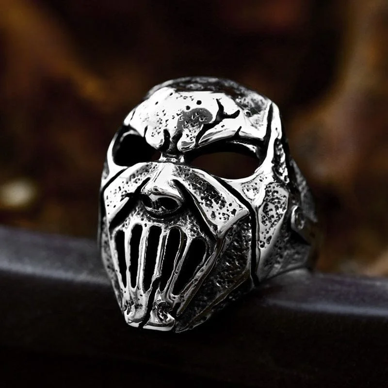 Maple grain rings-Men's Punk Skull Mask Ring