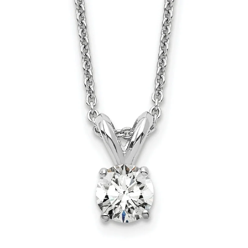 Leaf motif necklaces-14k White Gold 1/4 Ct Certified Lab Grown Diamond Solitaire Pendant Necklace 18"