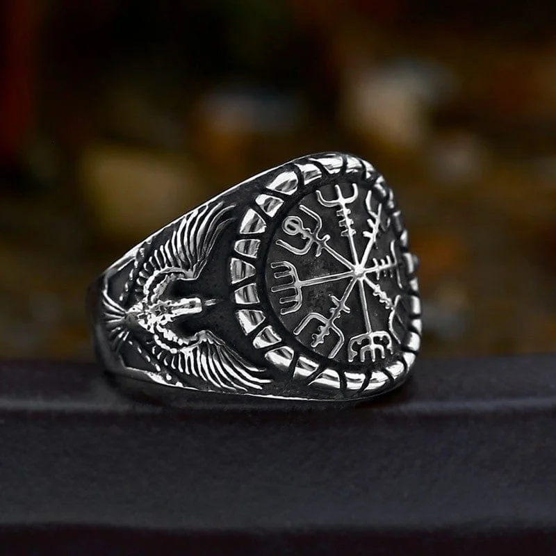 Deer motif rings-Men's Punk Viking Rune Ring