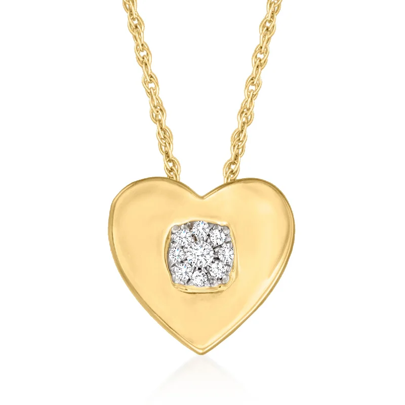 Aged silver necklaces-Ross-Simons Diamond-Accented Cluster Heart Necklace in 14kt Yellow Gold