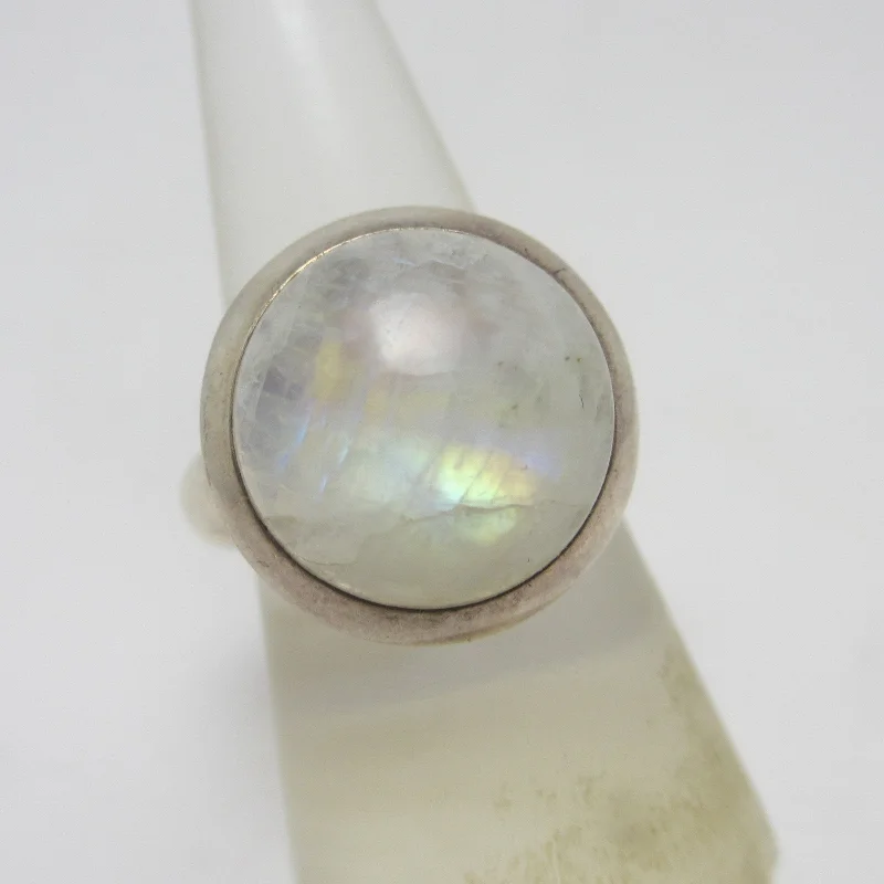 Topaz stone rings-Large Cabochon Moonstone Sterling Silver Ring Vintage c1980