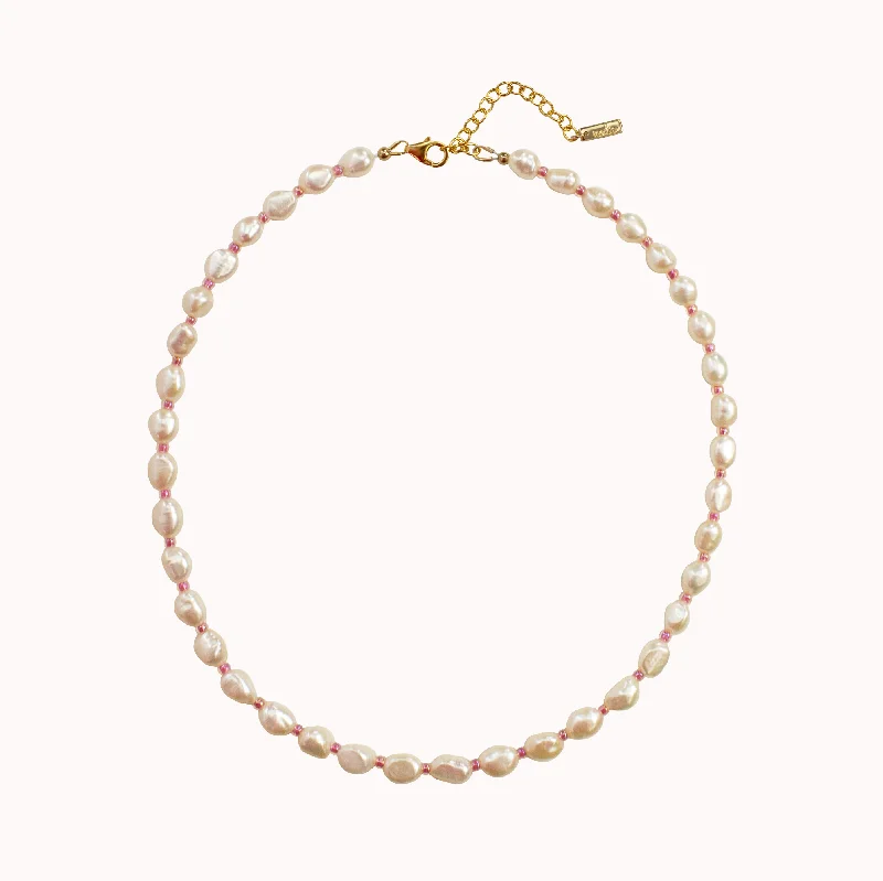 Bamboo weave necklaces-Color Pop Pearl Necklace