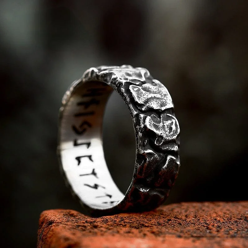 Topaz gem rings-Men's Punk Viking Letter Ring