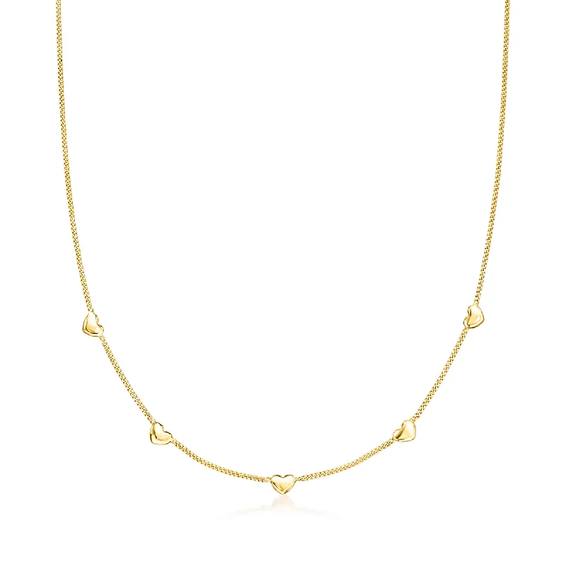 Classic style necklaces-RS Pure by Ross-Simons Italian 18kt Gold Vermeil Mini Heart Station Necklace