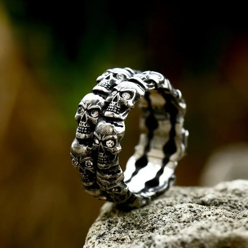 Slim stack rings-Men's Punk Skeleton Ring