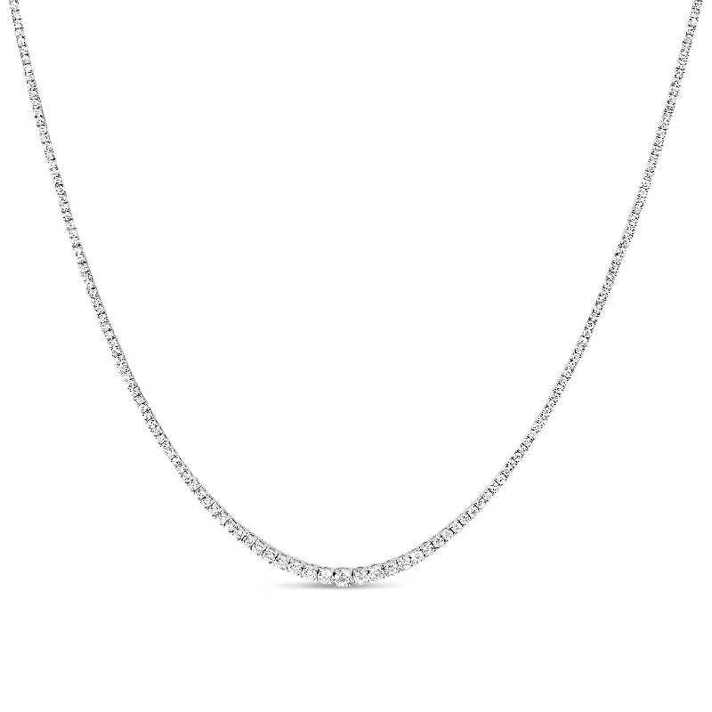 Glossy gold necklaces-14K White Gold 10.0 Cttw Graduated Lab-Grown Diamond Tennis Necklace