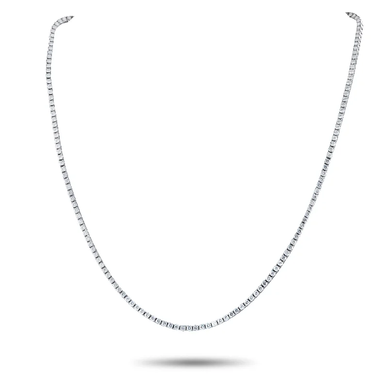 Tribal beaded necklaces-LB Exclusive 14K White Gold 8.98ct Lab-Grown Diamond Tennis Necklace LG03-012225