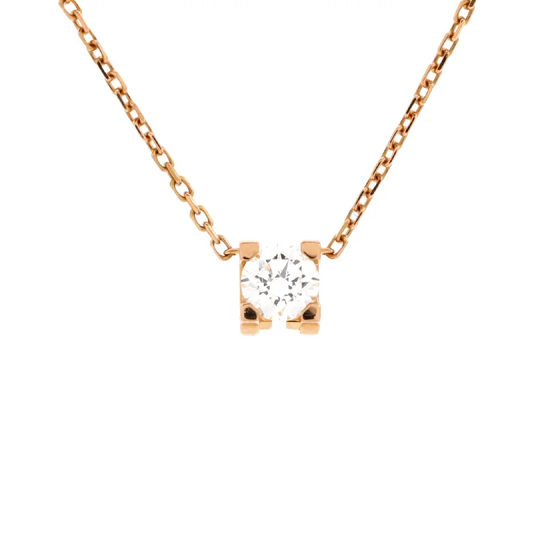 Heavy gem necklaces-C de Cartier Necklace 18K Rose Gold and Diamond 0.20-0.29CT