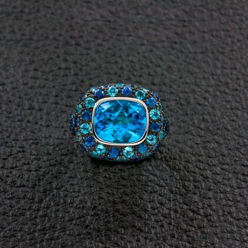 Plaited motif rings-Blue Topaz & Sapphire Estate Ring