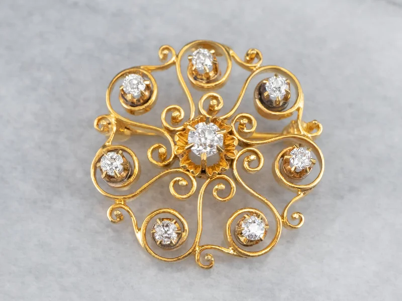 Vintage Buttercup Diamond Brooch or Pendant