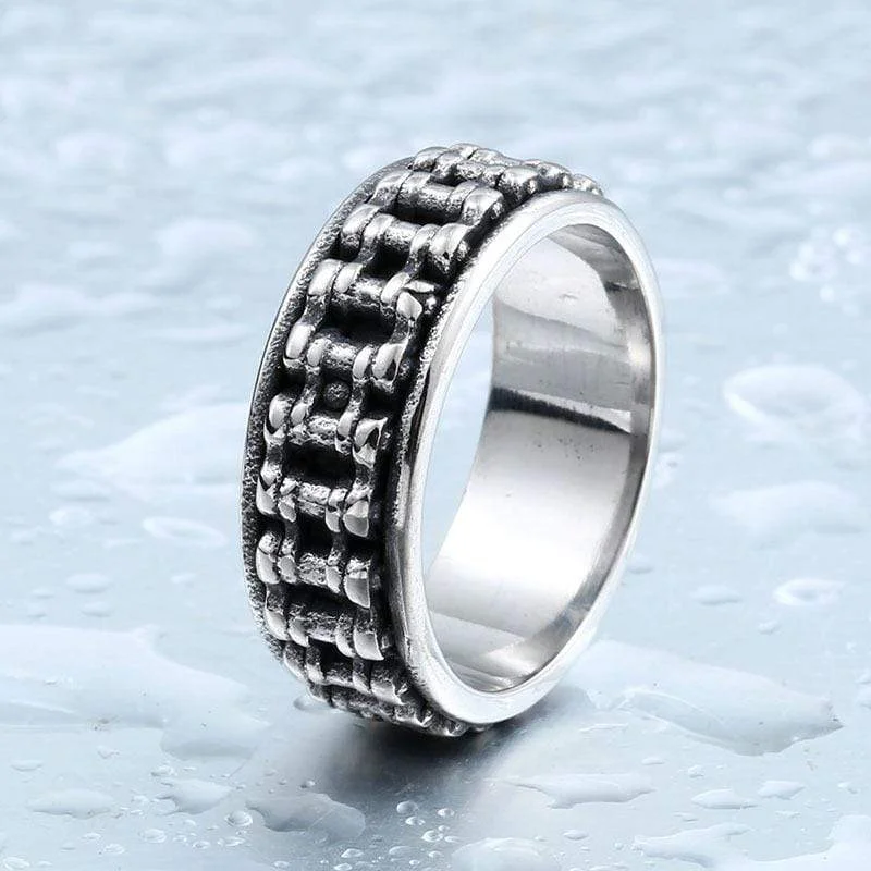 Thin star rings-Men's Punk Turnable Chains Rings