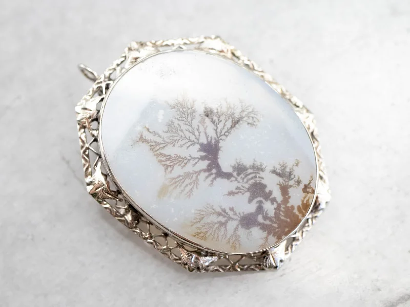 Shazar Stone Dendritic Agate Brooch or Pendant